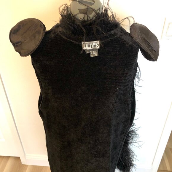 Berek Vintage Long Black Feathery Cardigan Sweater Evening Glam, Size M - Picture 7 of 11
